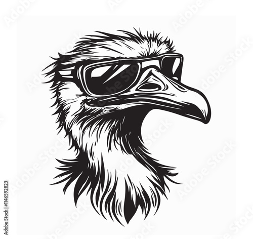 Stylish Ostrich Wearing Sunglasses Vector Illustration Perfect for Creative Artwork and Unique Design Concepts photo