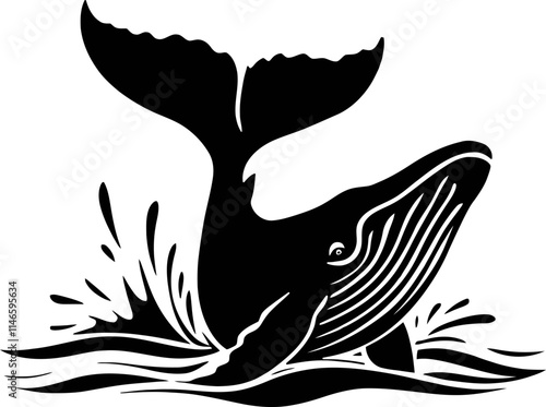 whale black silhouettes design Minimal Icon style hand drawn