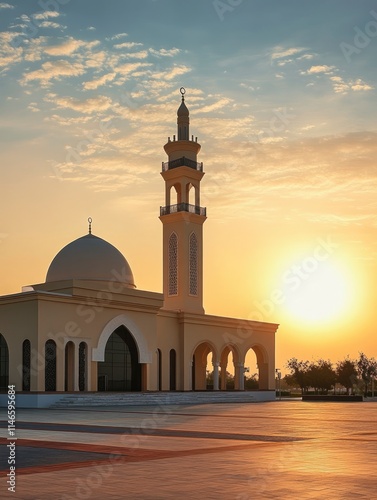 Mosque in Al Wakrah, Qatar, sunset view with a mosque photo