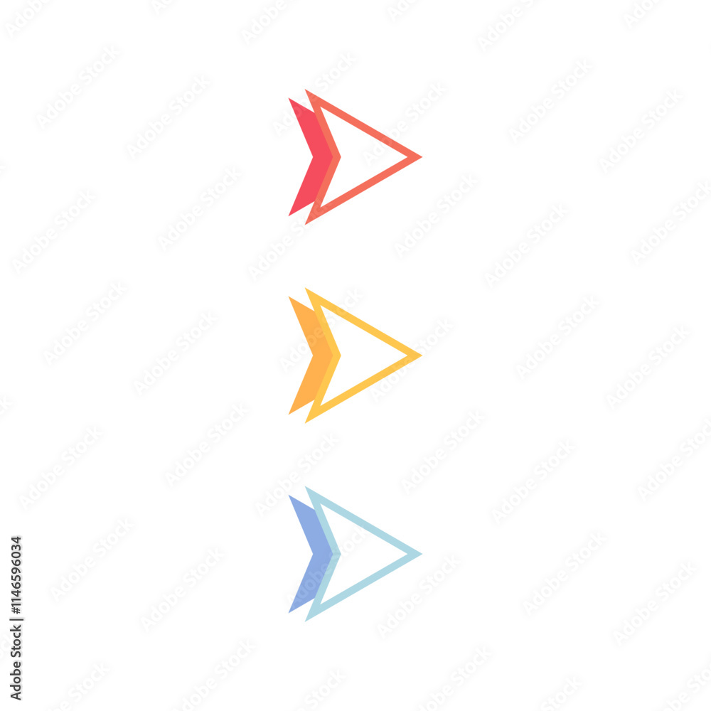 Colorful arrow bullet point set. Business, presentation, report, infographic, checklist concepts. Flat decorative vector design isolated illustrations. 