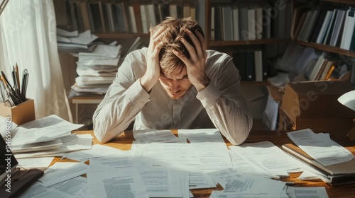 overwhelmed student with papers