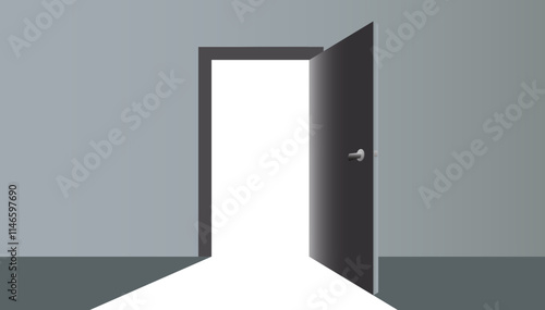 Door to light vector. Open door Light Ray Illustrations vector.