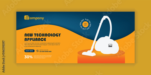 Black Friday Super Sale Social Media Cover Design or Home Appliance Sale Facebook Cover Photo Template and Kitchen Interior Equipment Sale online promotion horizontal banner Template