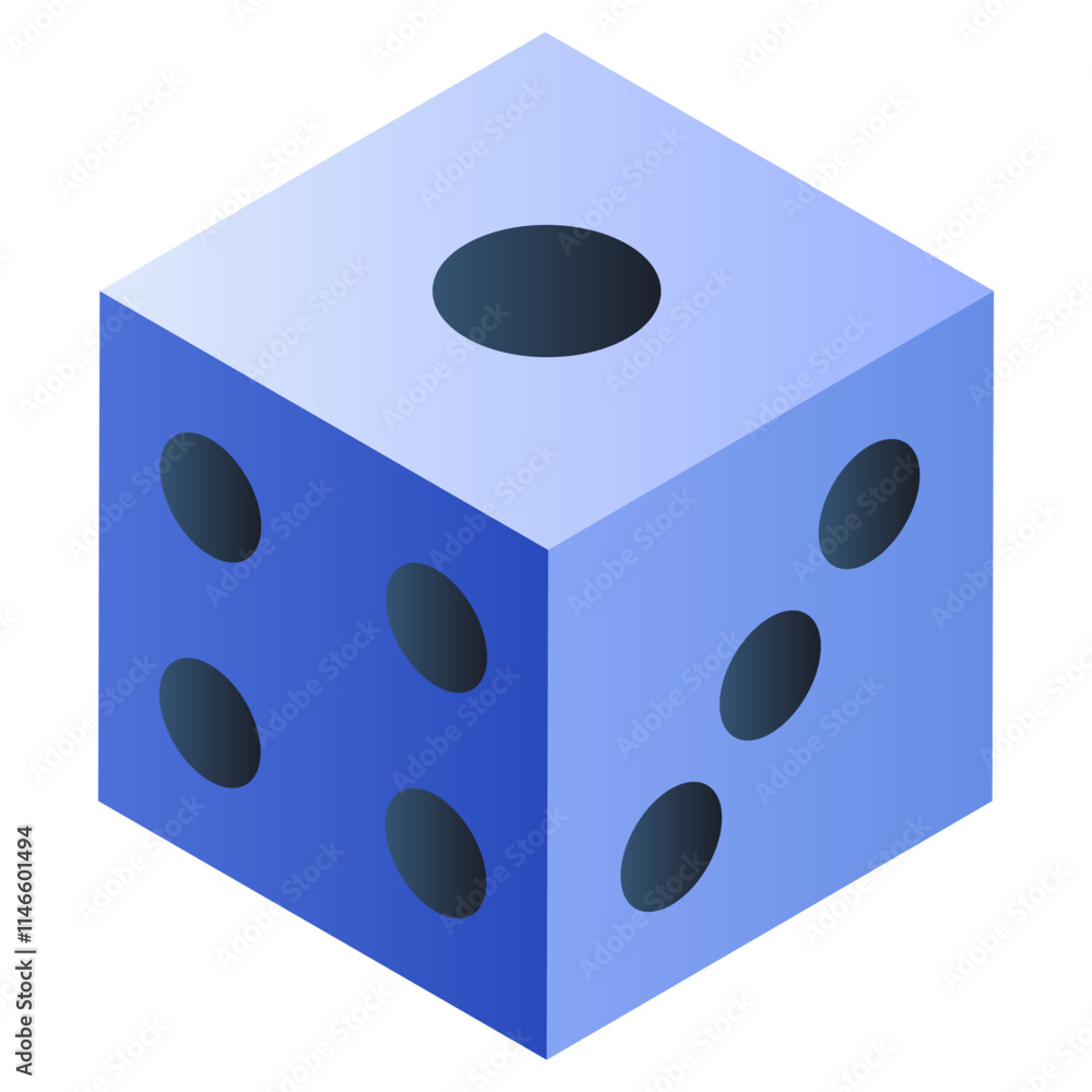 A flat isometric, icon of ludo dice A flat isometric, icon of ludo dice