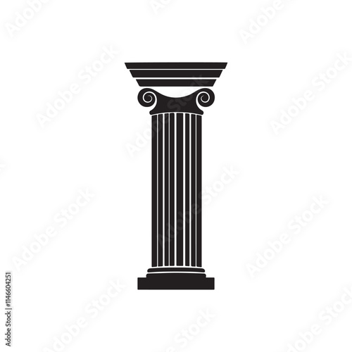 Flat Design Black Icon of Greek Column