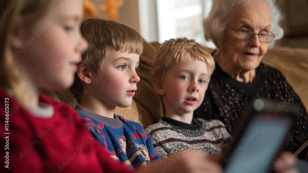 Children with Grandparent Enjoying Time Together Children with Grandparent Enjoying Time Together