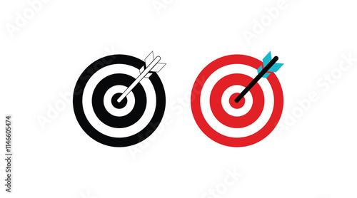 Target icons set. Goal symbol collection. Simple target with arrow. Darts icon. Hitting the bullseye icon line and flat style.