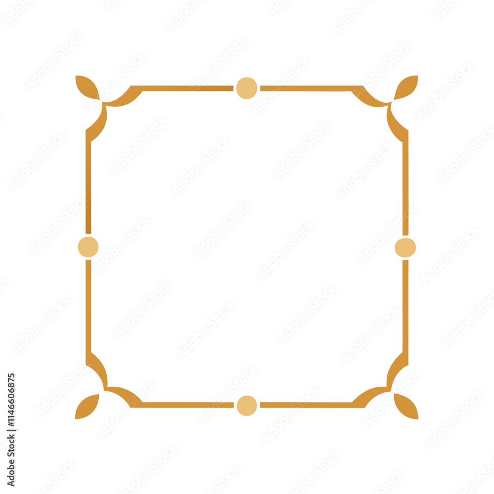 Decorative Square Frame Border with Geometric Lines and symmetrical floral pattern Vector Elements Decorative Square Frame Border with Geometric Lines and symmetrical floral pattern Vector Elements