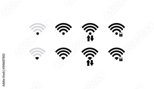 Wifi icon set. signal vector icon. Wireless icon vector. Wi Fi icon vector set. wireless illustration sign collection. signal symbol.