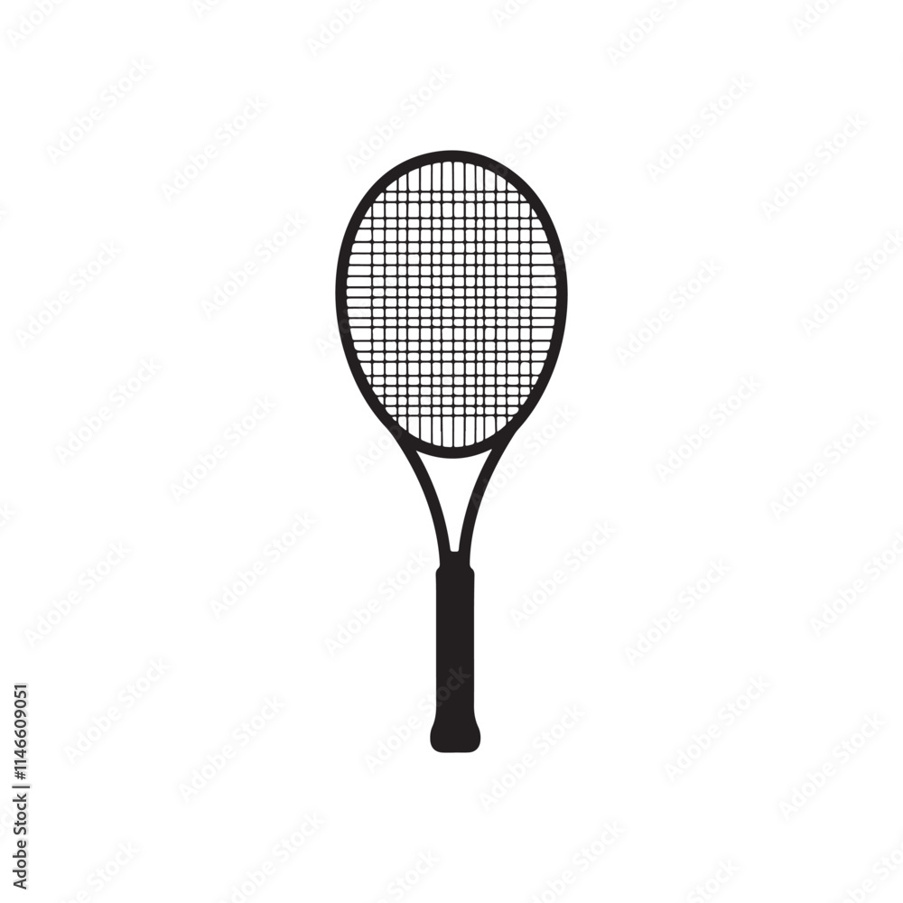 Minimalistic Black Tennis Racket Silhouette Minimalistic Black Tennis Racket Silhouette