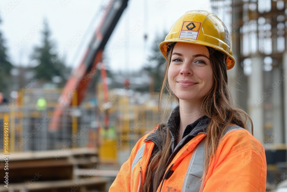 Confident Female Worker at Construction Site Confident Female Worker at Construction Site