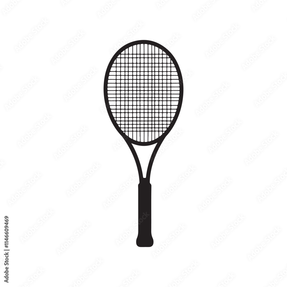 Minimalistic Black Tennis Racket Silhouette Minimalistic Black Tennis Racket Silhouette