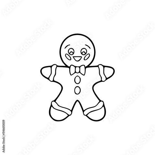 a line art drawing of a christmas gingerbread man
