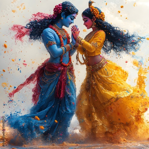 Holi Festival with Radha and Krishna