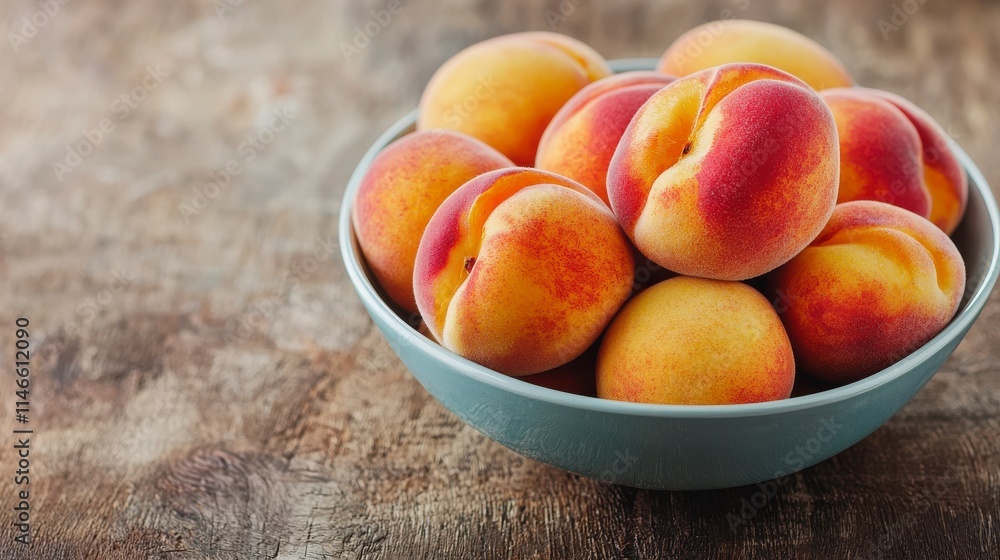 Fresh Juicy Peaches in a Bowl on a Rustic Wooden Table Perfect for Summertime Recipes, Food Photography, or Natural Health Concepts Fresh Juicy Peaches in a Bowl on a Rustic Wooden Table Perfect for Summertime Recipes, Food Photography, or Natural Health Concepts