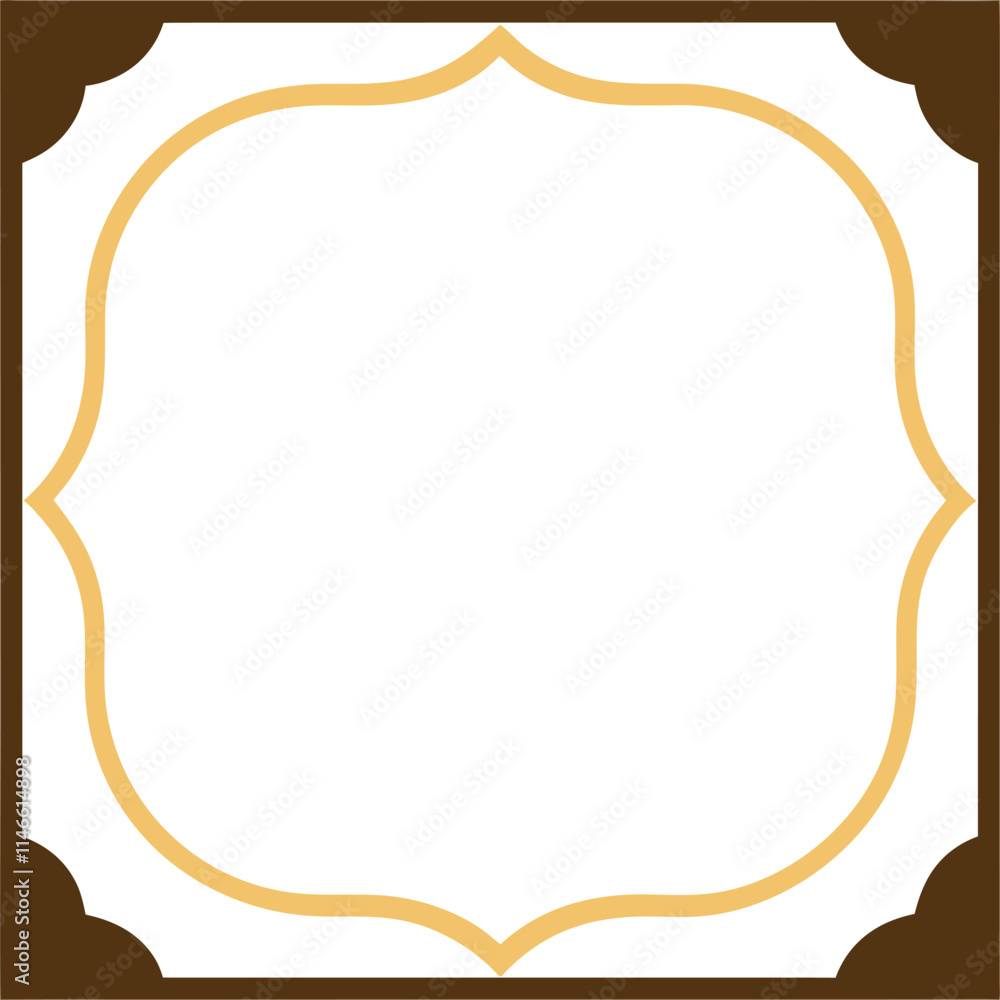 Decorative Square Frame Border with Geometric Lines and symmetrical floral pattern Vector Elements Decorative Square Frame Border with Geometric Lines and symmetrical floral pattern Vector Elements