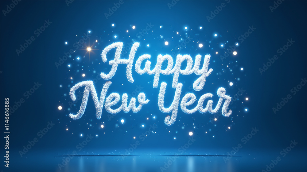 Happy New Year greeting with sparkling text. Concept of celebration, new beginnings, and festive season. Happy New Year greeting with sparkling text. Concept of celebration, new beginnings, and festive season.