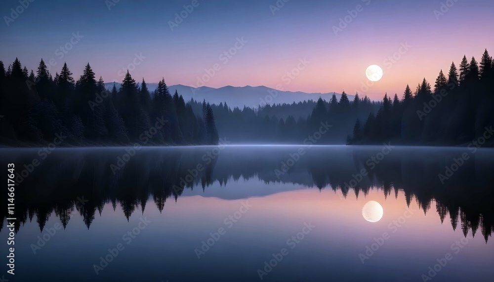 Fototapeta premium Picturesque Landscape Lake Nature Background Wallpaper Art Concept