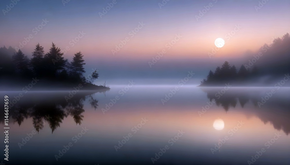 Fototapeta premium Picturesque Landscape Lake Nature Background Wallpaper Art Concept