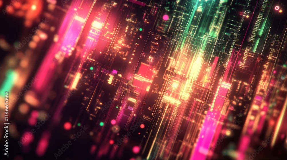 Neon Cityscape Digital Art Abstract Background Neon Cityscape Digital Art Abstract Background