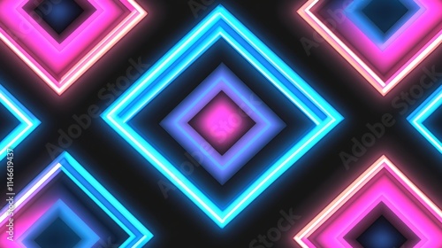 Neon Geometric Light Squares Abstract Background Design