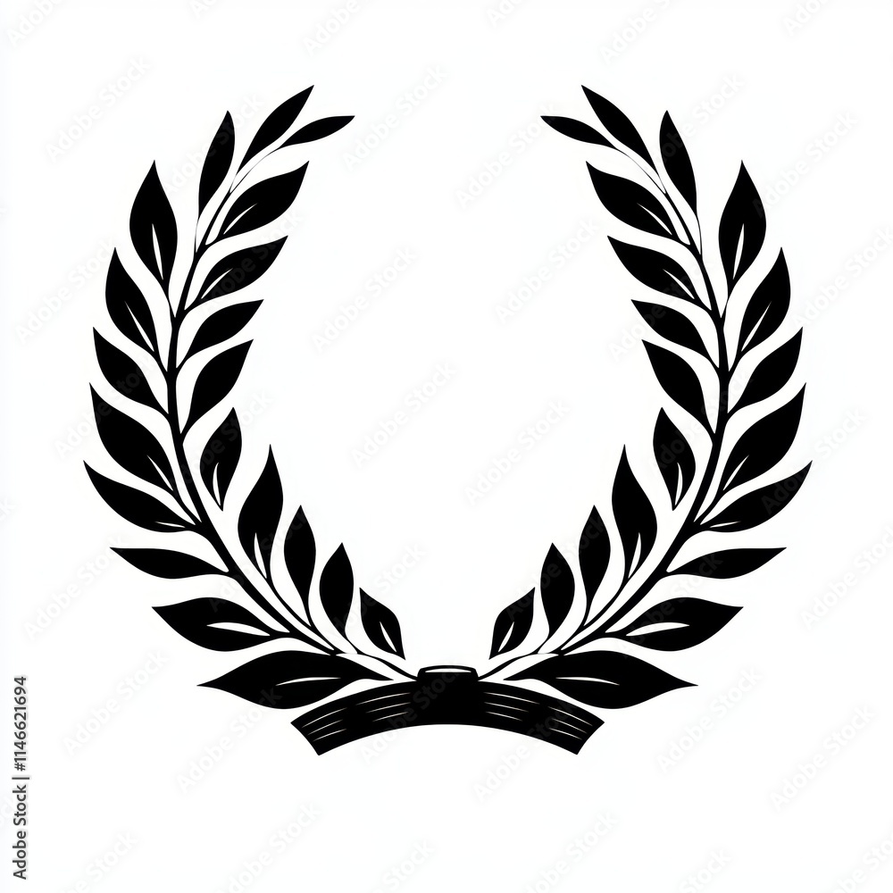 Round leaf frame template for certificate award design. Vector.