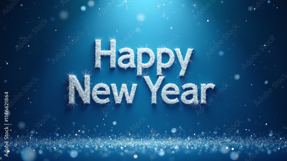 Happy New Year greeting with sparkling text effect. Concept of celebration, new beginnings, and winter holidays. Happy New Year greeting with sparkling text effect. Concept of celebration, new beginnings, and winter holidays.