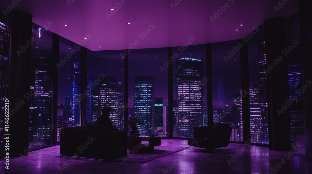 Night City Skyline View from Luxury Apartment Night City Skyline View from Luxury Apartment