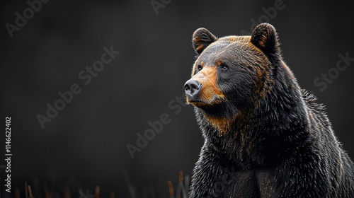 Nature-Inspired Black Bear Design with Copy Space, Generative Ai. photo