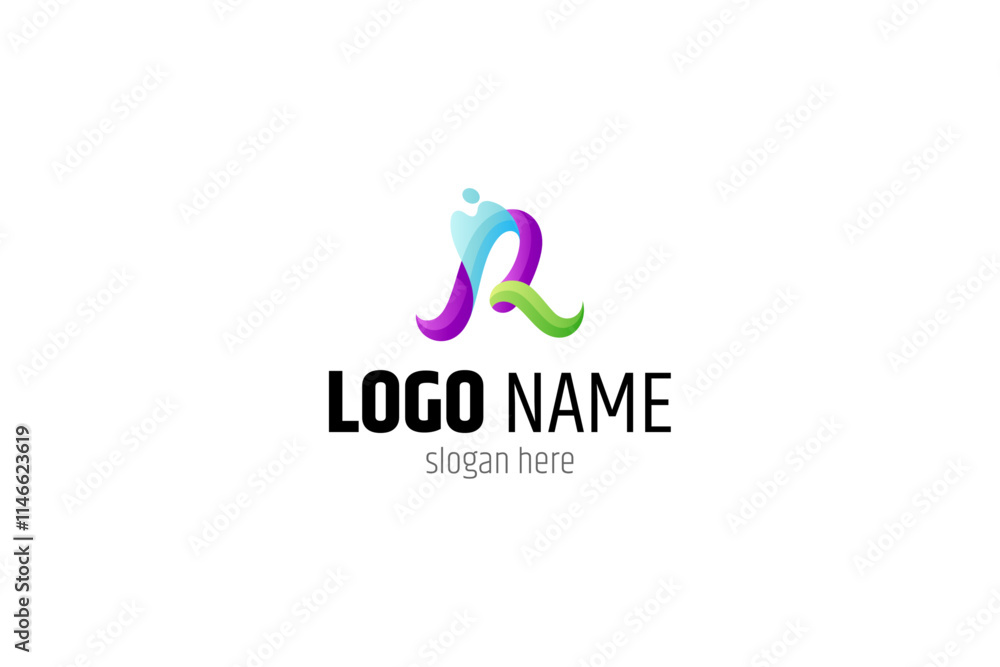 R letter logo with water splash element R letter logo with water splash element