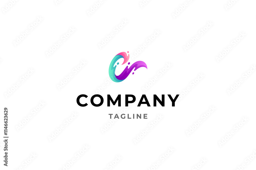 Wave letter C creative logo concept Wave letter C creative logo concept