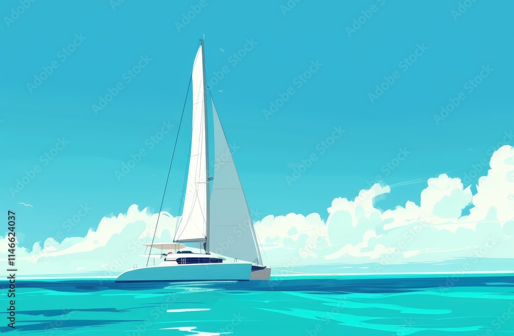 Naklejka premium Serene Catamaran Cruise on Sunny Day