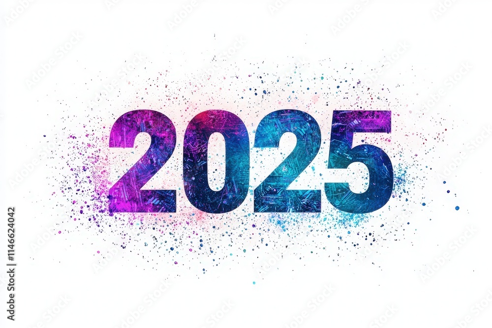 A vibrant and colorful design displaying the number 2025 with a splatter effect. This creative artwork captures attention with its bright hues and can be used for various artistic projects. A vibrant and colorful design displaying the number 2025 with a splatter effect. This creative artwork captures attention with its bright hues and can be used for various artistic projects.