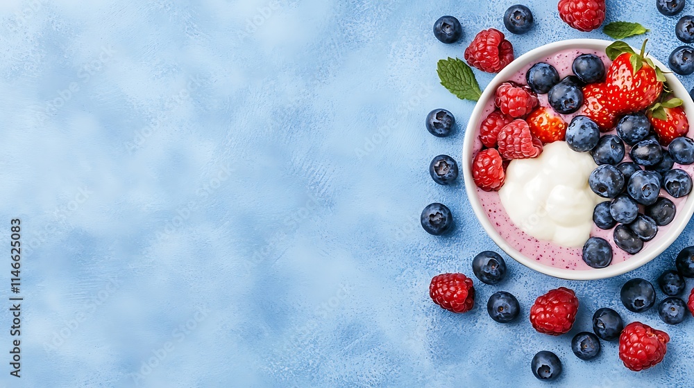 Delicious Berry Yogurt Bowl with Fresh Fruit Topping Delicious Berry Yogurt Bowl with Fresh Fruit Topping