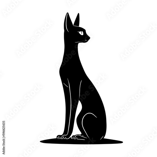Black Cat Hieroglyph Illustration