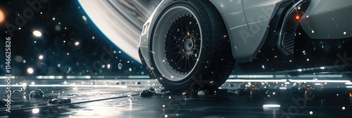 Futuristic Vehicle on a Distant Planet's Surface