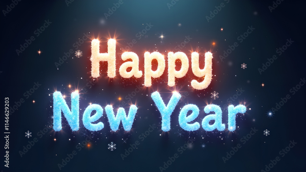 Happy New Year text animation. Concept of celebration, new beginning, and winter holiday. Happy New Year text animation. Concept of celebration, new beginning, and winter holiday.