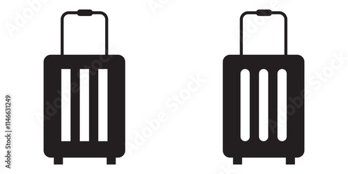 Suitcase icon Flat art in black and white isolated