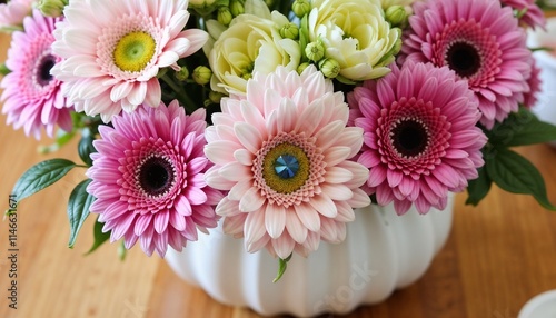 Colorful flower bouquet with gemstone embedded in a flower for decoration concept photo