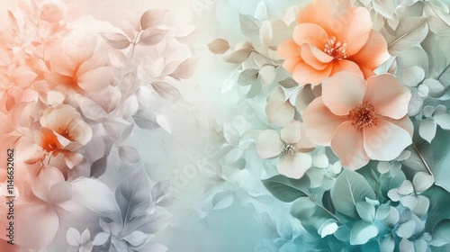 peach and teal floral wallpaper watercolor flower background