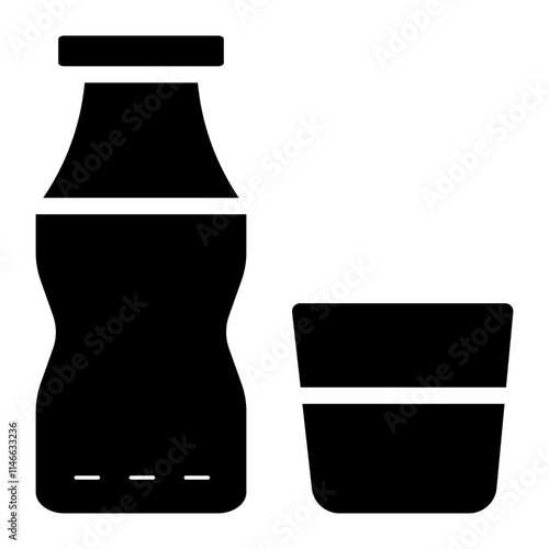 soda bottle with glass glyph icon