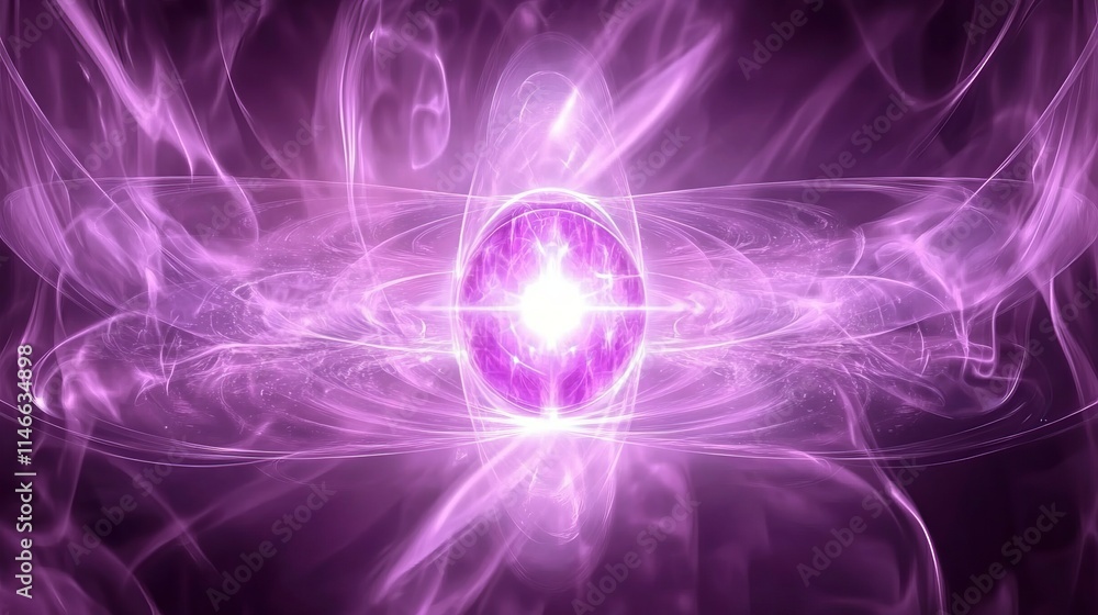 Obraz premium Radiant Purple Energy Orb, Cosmic Flow, Mystical Light