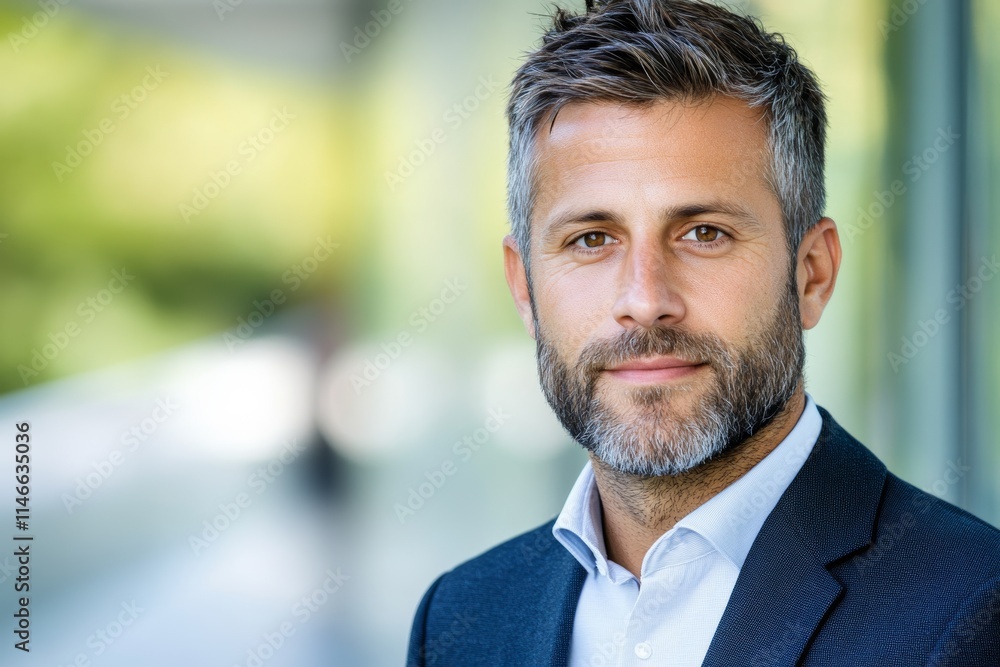 A confident man in a suit with a beard poses outdoors, conveying professionalism and approachability. A confident man in a suit with a beard poses outdoors, conveying professionalism and approachability.