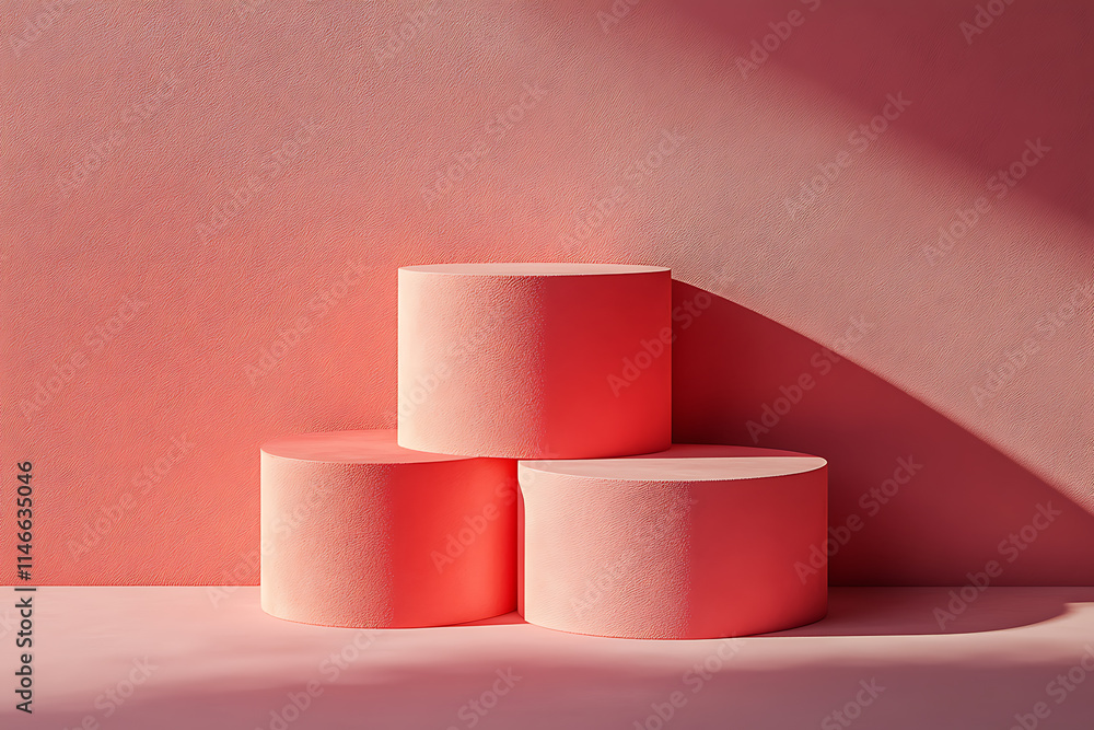 Pink Cylindrical Display Podiums Pink Cylindrical Display Podiums