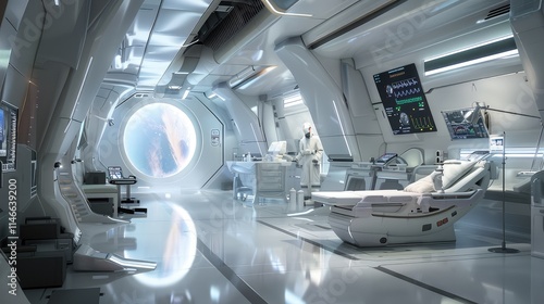 Advanced Futuristic Medical Facility in Space