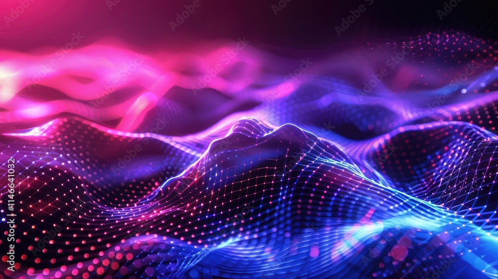 Dynamic Neon Waves with Digital Grid Dynamic Neon Waves with Digital Grid