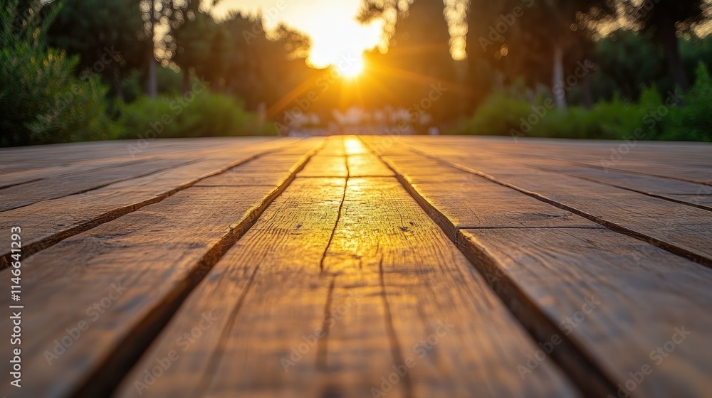 Sunset view through wooden path. Sunset view through wooden path.