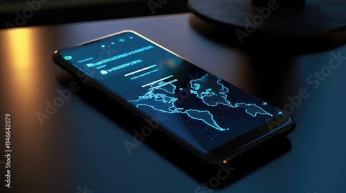 Smartphone With World Map Display