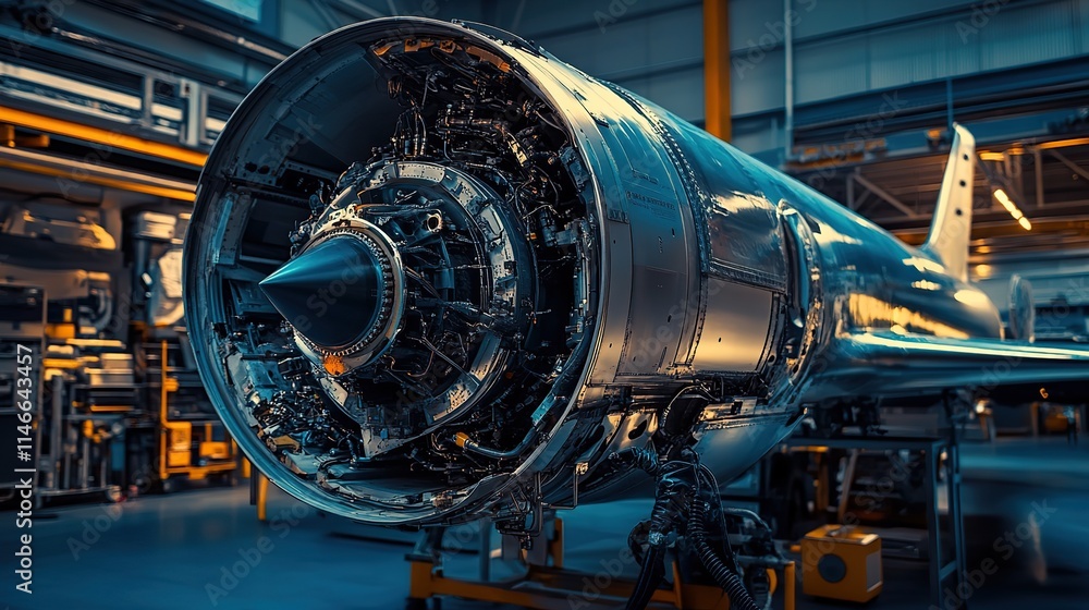 A high-performance engine undergoing routine repair and maintenance. A high-performance engine undergoing routine repair and maintenance.