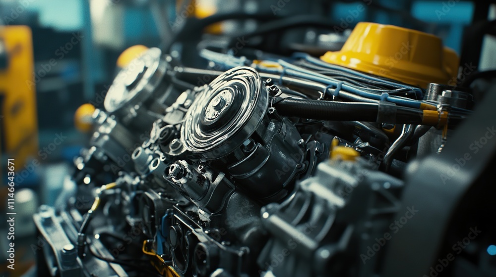 Fototapeta premium A high-performance engine undergoing routine repair and maintenance.